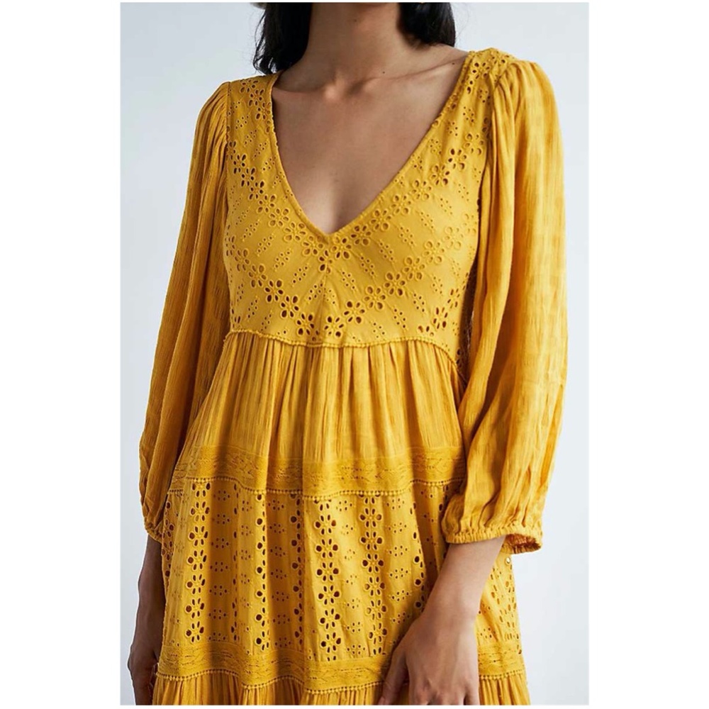 Boho open back eyelet v neck long sleeve maxi - Picture 2 of 8